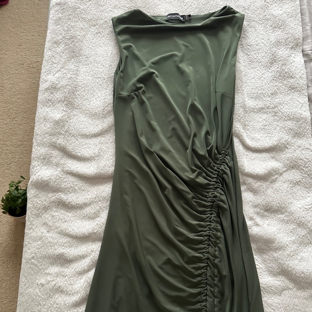 Drawstring ruched mini dress